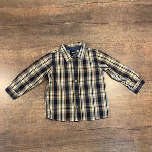 Little Rebels Boys Brown Plaid, Long Sleeve Button-Down Shirt Size 4T